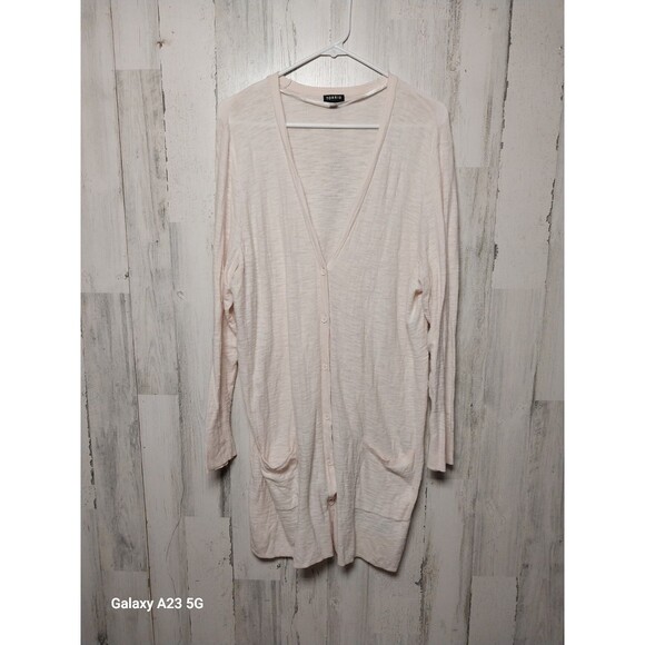 Torrid Tunic Cardigan Plus Size 2X Peach V Neck Lightweight Longline Pockets - Picture 1 of 5